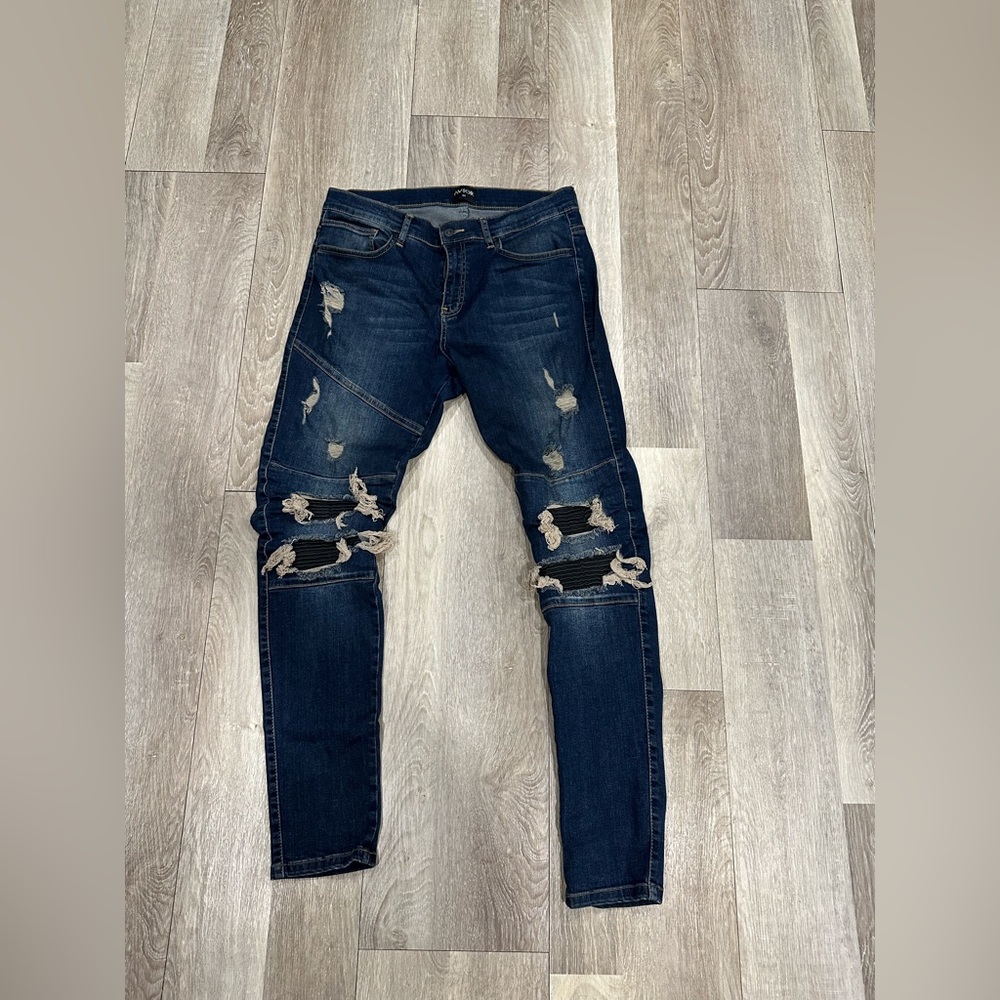 Biker patched jeans